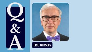 Q&A graphic with a portrait of Eric Ghysels with his name written underneath.